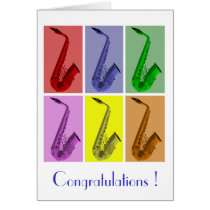 Collage of Colorful Saxophones Pattern Card at Zazzle