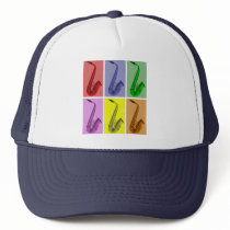 Collage of Colorful Saxophones Pattern hat