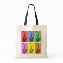 Collage of Colorful Saxophones Pattern Tote Tote Bags