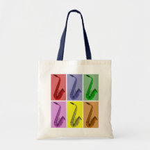 Collage of Colorful Saxophones Pattern Tote Tote Bags