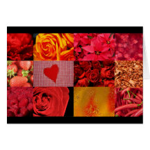Collage rojo de la fotografía tarjeta