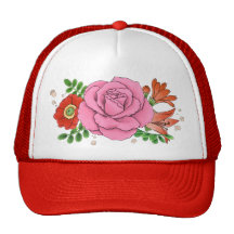 Collage trucker cap hat (red)