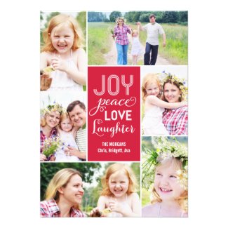 Collage Wishes Holiday Photo Card - Red