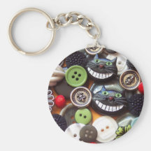 Collage with Black Cheshire Cat Buttons Keychain