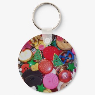 Collage with Christmas Tree Buttons keychain