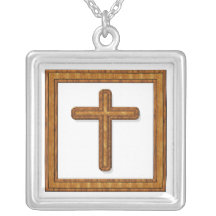 Collar de madera de la cruz y del marco