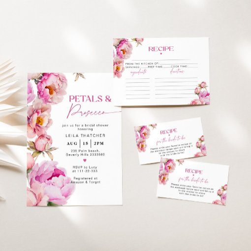 Petals And Prosecco Bright Pink Bridal Shower Invitation Zazzle