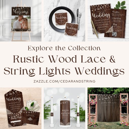 Budget Rustic Wood Lace String Lights Wedding Zazzle