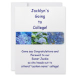 College Farewell Party Invitations Blue Hydrangeas