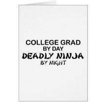 College Grade Deadly Ninja by Night Greeting Cards