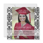 College Graduation Photo Monogram Damask Personalized Announcement