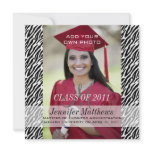 College Graduation Photo Monogram Zebra Invitation