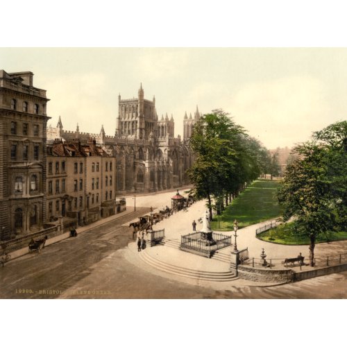 College Green, Bristol England, antique print print