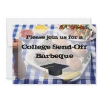 College Send-off BBQ Burgers on Table Personalized Custom Invitation