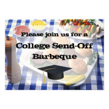 College Send-off BBQ Burgers on Table Personalized Custom Invitation