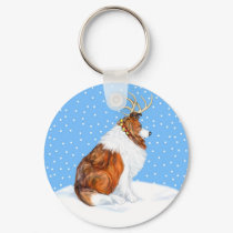 Collie Christmas Reindeer Sable keychains