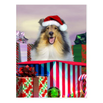 Collie Christmas Surpise postcards