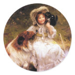 Collie, Girl and Cat stickers
