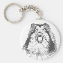 Collie Head Study Art keychains
