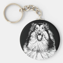 Collie Head Study Art keychains