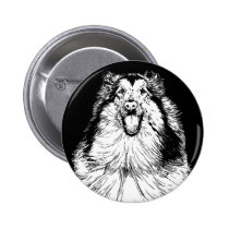 Collie Head Study Art buttons