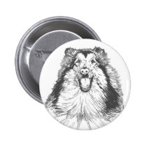 Collie Head Study Art buttons