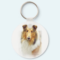 Collie Head Study in Color keychains