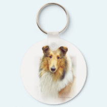 Collie Head Study in Color keychains