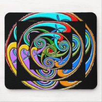 Coloful Triple Spiral Design Mousepad