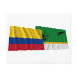 Colombia and Amazonas Waving Flags Postcards