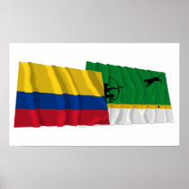 Colombia and Amazonas Waving Flags Print