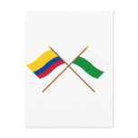 Colombia and Antioquia Crossed Flags Postcards