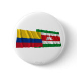 Colombia and Boyacá Waving Flags Pinback Button