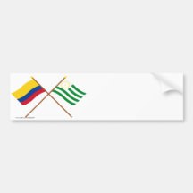 Colombia and Caquetá Crossed Flags Bumper Stickers