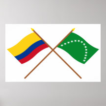 Colombia and Risaralda Crossed Flags Poster