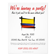 Colombia Brush Flag Personalized Invite