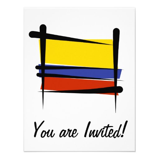 Colombia Brush Flag Personalized Invite
