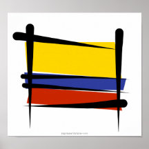Colombia Brush Flag Print