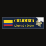 Colombia Flag Map Text Bumper Sticker