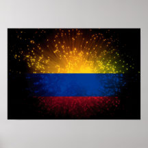 Colombia Flag Firework Poster