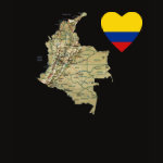 Colombia Flag Heart Map Fitted AA T-Shirt