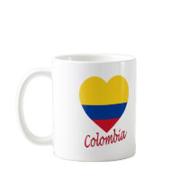 Colombia Flag Heart Coffee Mugs