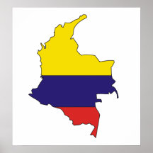 Colombia Flag Map full size Posters