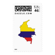 Colombia flag map postage