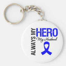 Colon Cancer Always My Hero My Husband Keychains