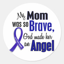 Colon Cancer ANGEL 1 Mom Round Sticker