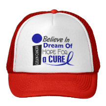 Colon Cancer Awareness BELIEVE DREAM HOPE Trucker Hat