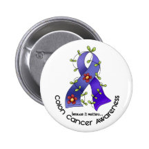 Colon Cancer Awareness FLOWER RIBBON 1 Buttons