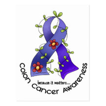 Colon Cancer Awareness FLOWER RIBBON 1 Postcards