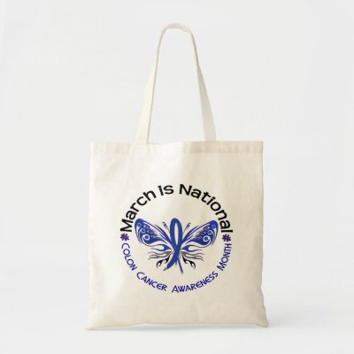 Colon Cancer Awareness Month Butterfly 3.3 Tote Bag fro
